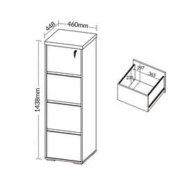 Armário para Escritório Arquivo 04 Gavetas com Chave Unik A02 Nogal Preto - 8 Armário para Escritório Arquivo 04 Gavetas com Chave Unik A02 Nogal Preto - 8