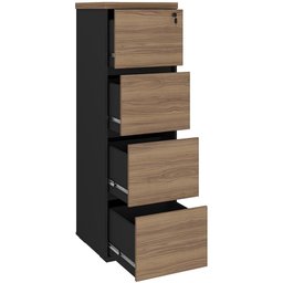 Armário para Escritório Arquivo 04 Gavetas com Chave Unik A02 Nogal Preto - 4 Armário para Escritório Arquivo 04 Gavetas com Chave Unik A02 Nogal Preto - 4