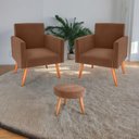 Ver imagem 1 de Conjunto Poltronas e Puff Iara Veludo Ferrugem