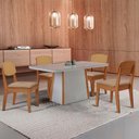 Ver imagem 1 de Mesa Jantar Diane 120cm Tampo MDF Vidro 4 Cadeiras Copper Prem Moderna Turim 07 Naturale Serigrafia