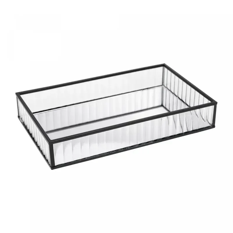 Bandeja de Metal com Espelho Preta 15cm X 25cm X 4cm