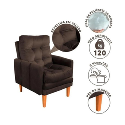 Poltrona Do Papai Reclinável Cor Marrom Grande Confortavel + Puff - 2