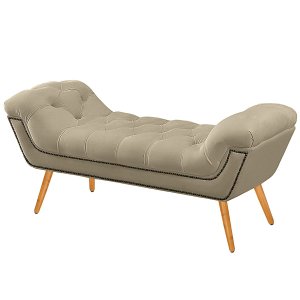 Recamier Estofada Casal King Size Ayla Veludo Bege Claro