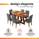 Ver imagem 2 de Conjunto Sala de Jantar Vick 6 Lugares Tampo MDF Oval Base em X Cadeiras Tati Linho Madeirado