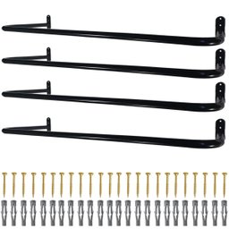 4 Cabideiros Araras Ambientes Residenciais Comerciais Fixos de Parede 80cm Estrutura Curvada Aço - 1