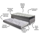 Ver imagem 4 de Bicama Box Solteiro Linho 88x188x28 Cm com Colchão Adapto Molas Ensacadas e Colchão Auxiliar