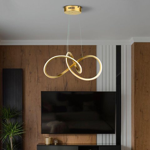 Lustre Pendente Taschibra Design Tóquio 30w Led 45cm Luz Quente 3000k Bivolt Ouro