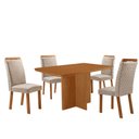 Ver imagem 1 de Mesa de Jantar Olimpia 120cm Tampo MDF Laminado Canto Copo com 4 Cadeiras Aline