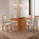 Ver imagem 2 de Mesa de Jantar Olimpia 120cm Tampo MDF Laminado Canto Copo com 4 Cadeiras Aline