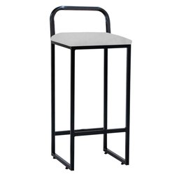 Kit 08 Banqueta Alta Luffi Com Encosto Cozinha Bar Balcão Bistrô Ferro Preto Corino Branco - Amey De - 2