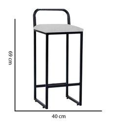 Kit 08 Banqueta Alta Luffi Com Encosto Cozinha Bar Balcão Bistrô Ferro Preto Corino Branco - Amey De - 3