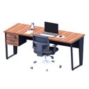 Ver imagem 2 de Mesa Escritório 1,80m X 0,70m com Gaveteiro 2 Gavetas F5 Cor:nogal com Preto
