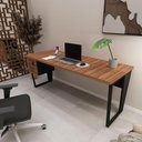 Ver imagem 1 de Mesa Escritório 1,80m X 0,70m com Gaveteiro 2 Gavetas F5 Cor:nogal com Preto