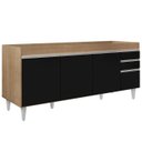 Ver imagem 3 de Balcão Gabinete para Pia 180cm sem Tampo Dallas Castanho/preto - Lumil