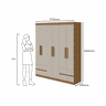 Guarda-Roupas Zeus 6 portas C/esp E C/pes Pvc Amendoa Clean/off White Móveis Lopas - 4