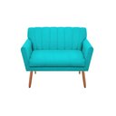 Ver imagem 1 de Namoradeira Decorativa Cecília Suede Azul Tifany 2 Lugares Pés Madeira Mz Decor