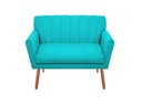Ver imagem 1 de Namoradeira Decorativa Cecília Suede Azul Tifany 2 Lugares Pés Madeira Mz Decor