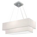 Ver imagem 1 de Lustre Pendente Retangular Vivare Md-4138 Cúpula em Tecido 70x30cm X 60x25cm - Bivolt Branco 127/