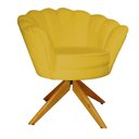Ver imagem 2 de Kit 2 Poltronas Estofada Com Base Giratória de Madeira Pétala Veludo Mostarda - LM DECOR