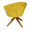 Ver imagem 1 de Kit 2 Poltronas Estofada Com Base Giratória de Madeira Pétala Veludo Mostarda - LM DECOR