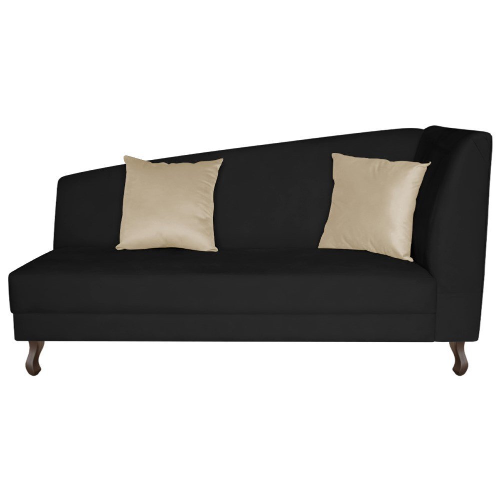 Recamier Heitor 140cm com Almofada Lado Esquerdo Sintético Preto/bege - 5