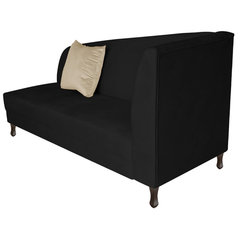 Recamier Heitor 140cm com Almofada Lado Esquerdo Sintético Preto/bege - 6