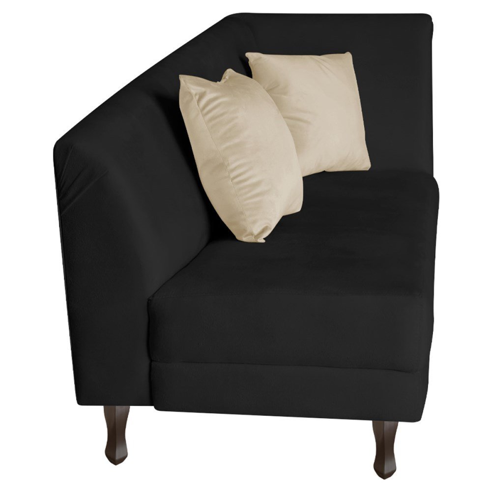 Recamier Heitor 140cm com Almofada Lado Esquerdo Sintético Preto/bege - 7