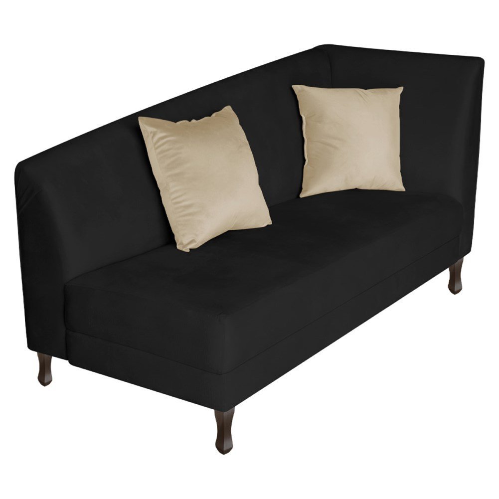 Recamier Heitor 140cm com Almofada Lado Esquerdo Sintético Preto/bege - 1