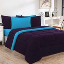 Ver imagem 1 de Kit Edredom + Jogo de Lençol Malha 100% Algodão Gran Moratta 7 Peças Queen - Roxo -azul Turquesa