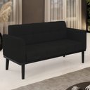 Ver imagem 2 de Sofá Namoradeira Base Madeira Preto Ana Linho Preto - Ibiza