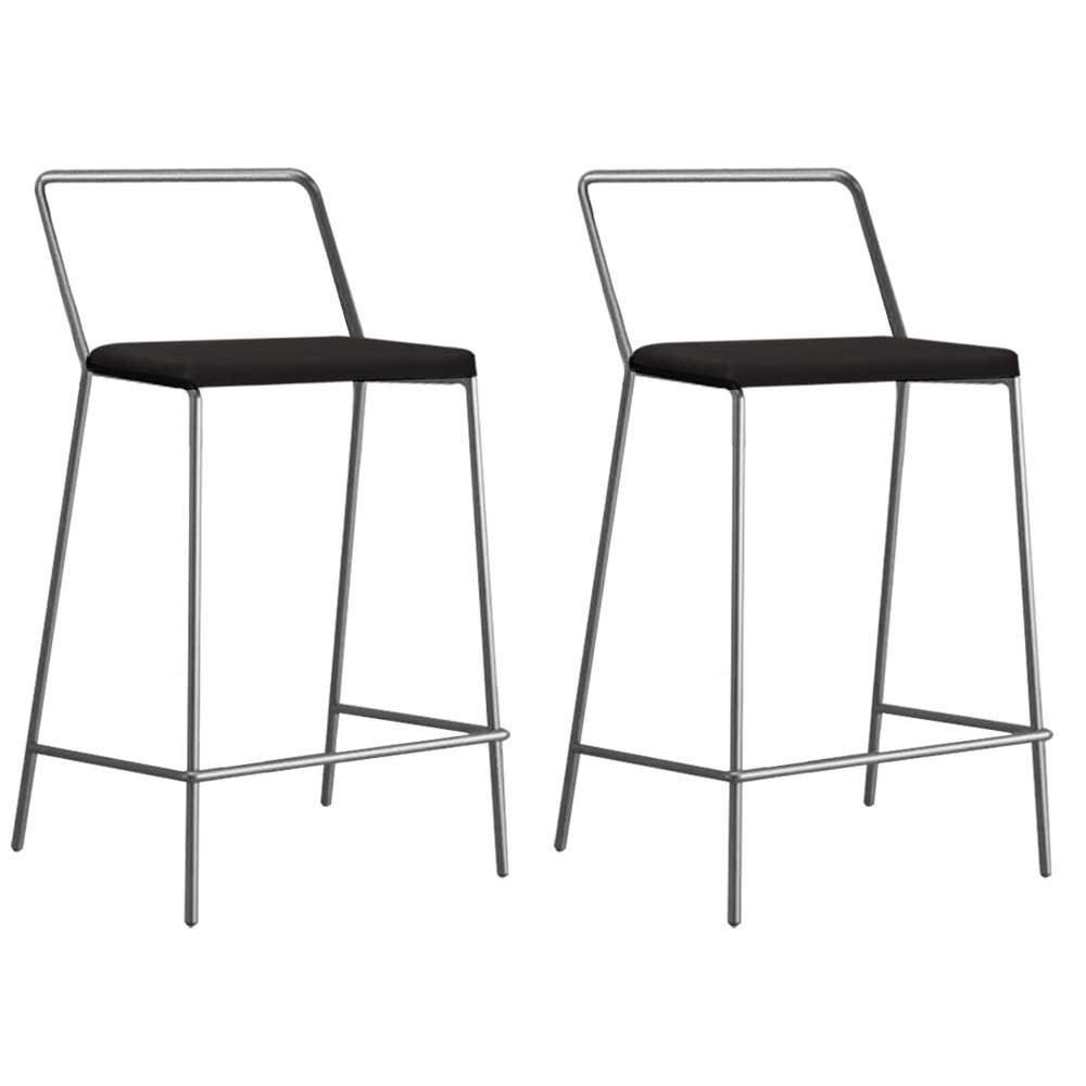 Kit 02 Banqueta Alta Com Encosto Mili Industrial Cozinha Bistrô Ferro Prata Sintético Cinza - Ahazzo - 1