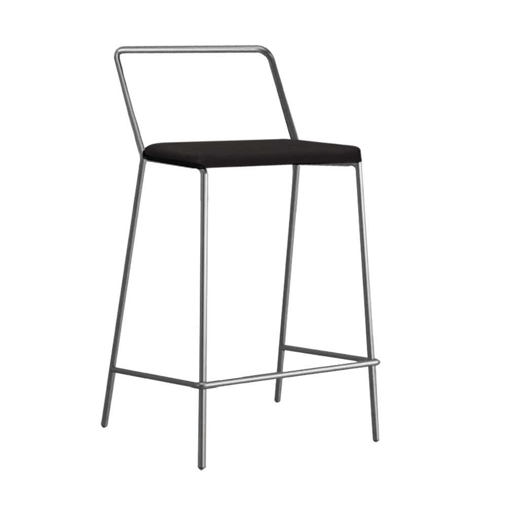 Kit 02 Banqueta Alta Com Encosto Mili Industrial Cozinha Bistrô Ferro Prata Sintético Cinza - Ahazzo - 4