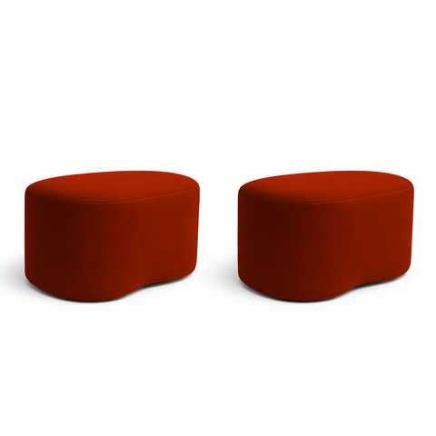 Kit 2 Puff Feijão Curvo Orgânico Sala Redondo Confortável Moderno Suede