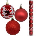Ver imagem 4 de Kit 36 Bolas Natalino Enfeite Árvore Natal Vermelho Glitter