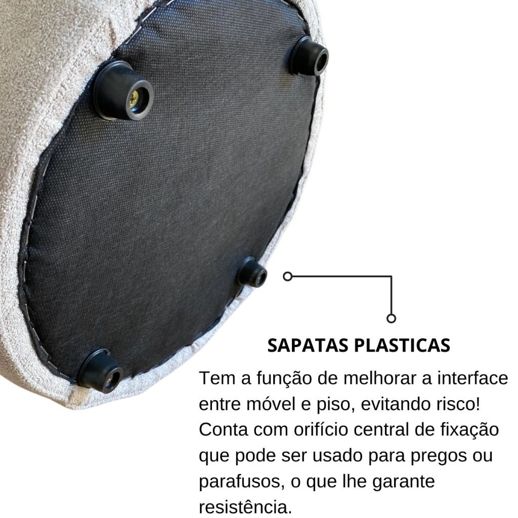 Puff Perse redondo assento banqueta  decorativo casa tecido linho cinza - 4