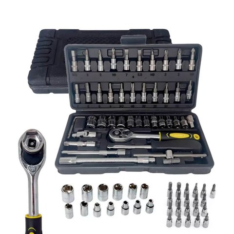 Kit Chave Canhão Catraca 46 Peça Profissional Alta Qualidade