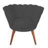 Kit 2 Poltronas Decorativa Pétala Clínicas e Base Madeira Maciça Estofado Veludo Grafite - Cinza - 3