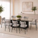 Ver imagem 1 de Kit 8 Cadeiras Sala de Jantar Lisa Pés Preto Linho Cinza m² - Monari Design