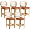 Ver imagem 1 de Kit 5 Banquetas Baixa Bar Cozinha Sala de Jantar Betta L02 Mel Tela Couríssimo Camel - Lyam Decor