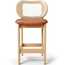 Ver imagem 3 de Kit 5 Banquetas Baixa Bar Cozinha Sala de Jantar Betta L02 Mel Tela Couríssimo Camel - Lyam Decor