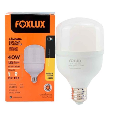 Lâmpada Led Alta Potência 40w 3000k E-27 Bivolt Foxlux