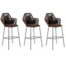 Kit 03 Banqueta Alta Com Encosto Sttar Balcão Ferro Prata Fibra Marrom Almofada Suede Preto - Ahazzo - 1