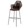 Kit 03 Banqueta Alta Com Encosto Sttar Balcão Ferro Prata Fibra Marrom Almofada Suede Preto - Ahazzo - 3