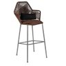 Kit 03 Banqueta Alta Com Encosto Sttar Balcão Ferro Prata Fibra Marrom Almofada Suede Preto - Ahazzo - 2