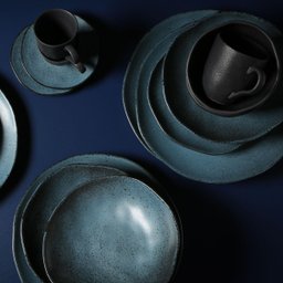 Conjunto com 6 Pratos Raso Orgânico Petroleum 26,5cm - 3