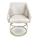 Ver imagem 4 de Kit 2 Poltronas Luxo Alana Suede Base de Ferro Dourado - Pallazio