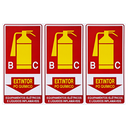 Ver imagem 1 de Combo 3 Placas De Sinalização Extintor BC Pó Químico Equipamentos Elétricos E Líquidos Inflamáveis 1