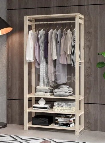 Conjunto Closet De Madeira Aberto E Cabideiro Triplo Para Quintal Com Suporte - 6