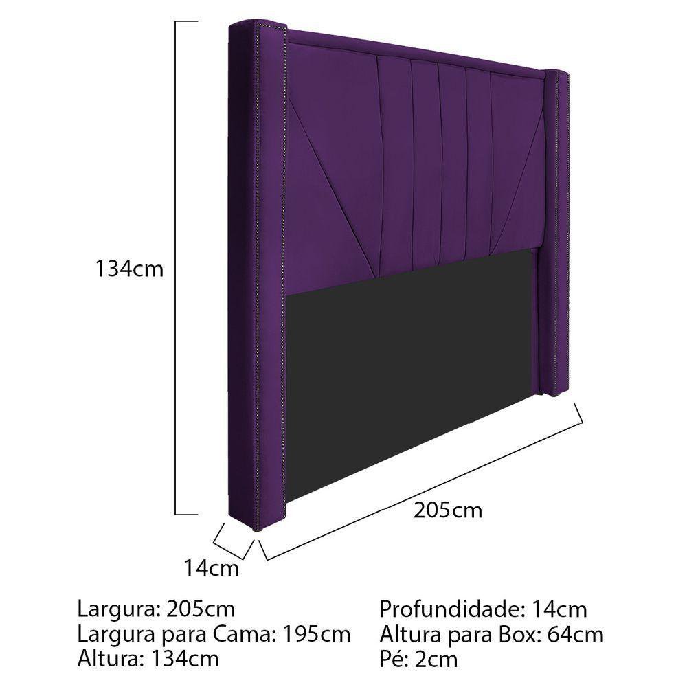 Cabeceira E Baú King 195Cm p/Cama Box - Adj Decor Roxo - 5