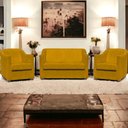 Ver imagem 2 de Kit Namoradeira Decorativa + 2 Poltronas para Sala Manicure Recepção Consultório Mila Suede